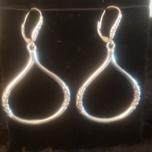 Sarda Watermark/hammered silver drop earrings.Light weight.